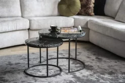 Bijzettafel Romeo Set van 2 45cm/60cm - Zwart - 201580