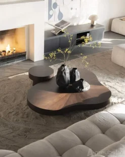 Bijzettafels Bobbie - 45cm - Zwart/Bruin - 95976