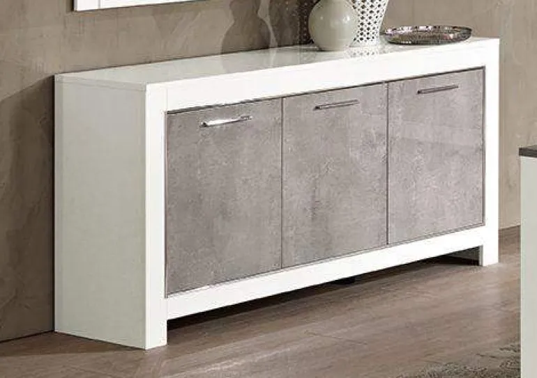 Dressoir Marknesse 3 Deurs Wit/Marmer