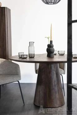 Eettafel Aron Rond - 130cm - Bruin - 95656